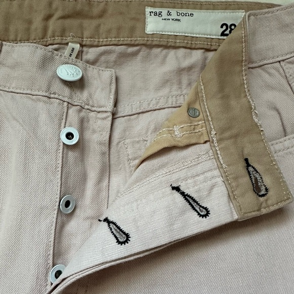 Rag & Bone New York Blush Pink Mid-Rise Wide Leg Button Fly Jeans- size 28. - Picture 4 of 11